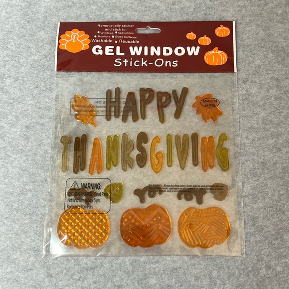 Fall Window Gel Clings (3 packs) Leaves & Acorns, Turkey, Happy Thanksgiving - Picture 4 of 9